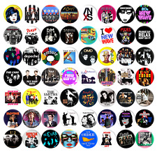 80's New Wave Music Buttons Post Punk Pop Rock Synth Retro, 1.5" Pins Set of 56