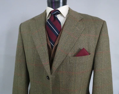 Magee Woven in Scotland Heavy herringbone tweed window pane sport coat 44 R - Image 1 of 4