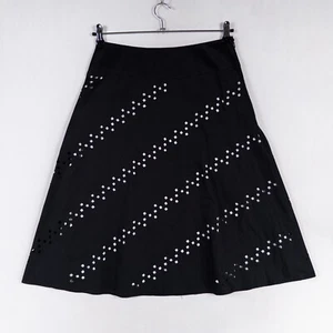 Jones New York Signature Skirt Womens 6 Black A Line Square Eyelets White Lining - Picture 1 of 8