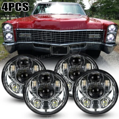 For 1958-1974 Cadillac DeVille 4PCS 5-3/4 5.75" LED Headlights High Low Beam DOT - Imagem 1 de 4