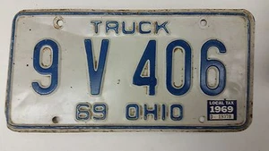 1969 OHIO Truck License Plate 9 V 406 - Picture 1 of 1