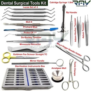 Kit de instrumentos quirúrgicos dentales bandeja de esterilización de implantes cirugía oral 19 piezas - Imagen 1 de 17