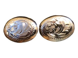 Vintage DCJ Sterling Silver 7/8” Etched Locket Look Floral Screw Back Earrings - Picture 1 of 8