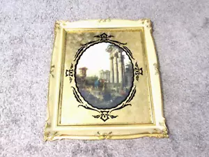 Vintage Large Reverse Painted Gold Gilt Matting - Ornate Picture Frame & Picture - Picture 1 of 3