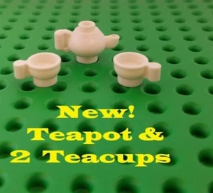 LEGO TEA SET White Teapot with Matching Teacups Minfigure Food Drink Food - Picture 1 of 1