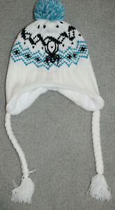 Spyder Hat Braided Winter Knit Snow Ski Cap Children Unisex One Size White