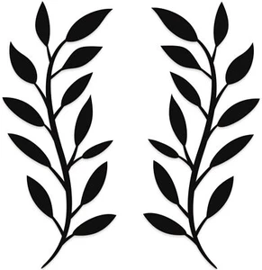 Scroll Olive Branch Leaf Metal Wall Decor - 16"X16" 2 Black Wrought Iron Scro... - Picture 1 of 9