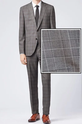 Nuevo con etiquetas Traje de negocios de lujo HUGO (Etiqueta Roja Hugo Boss) 100 súper lana a cuadros Foto 1 de 4