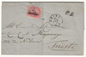 Regno - 40 c. rosa carminio De La Rue Londra 1866 su busta per Trieste - Foto 1 di 2