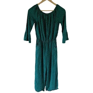 Abercrombie Kids Girl’s Jumpsuit Romper 13/14 Pants Pockets Green White Polka Do - Picture 1 of 19