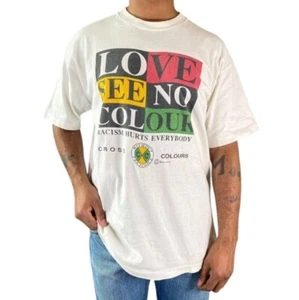 Vintage 1990s Cross Colours Love See No Colour Single Stitch Tee - Picture 1 of 5
