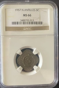 NETHERLANDS ANTILLES, 1957, 5C, NGC MS 66 - Bild 1 von 8