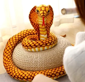 Yellow King Cobra Snake 65" Stuffed Animal Plush Toys Toddler Doll Kids Gifts - Picture 1 of 5