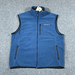 Timberland Fleece Vest Mens Size L Blue Full Zip Pockets Embroidered Outdoor Y2K - Picture 1 of 14