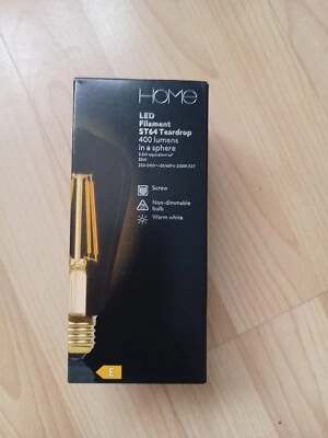 Home LED Filament ST64 Teardrop Bulb 400lumens 3.5W=35W Screw 2200k - Image 1 of 4