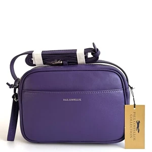 Bolso Bandolera Paul Costelloe Cooper Cuero Púrpura Pequeño con Cremallera Superior - Nuevo - PVP £150 - Imagen 1 de 6