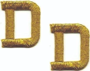 Metallic Gold Block Letter D Patch Embroidered Cut out Iron on (1" in) Lot of 2 - Picture 1 of 2