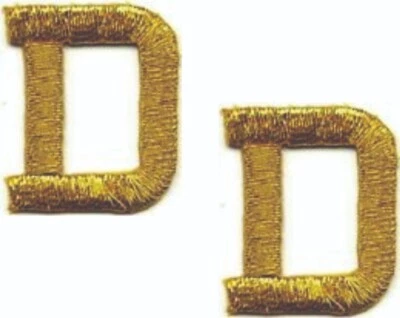 Metallic Gold Block Letter D Patch Embroidered Cut out Iron on (1" in) Lot of 2 - Image 1 of 2