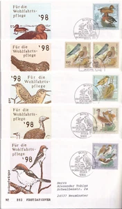 Bundesrepublik FDC 2015-9 SC B837-41 Gefährdete Vögel Satz adressiert - Bild 1 von 1