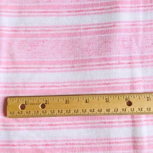1.4 YD Vintage Baby Pink White Stripe Knit Fabric - Picture 1 of 5