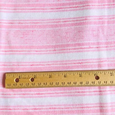 1.4 YD Vintage Baby Pink White Stripe Knit Fabric - Image 1 of 4