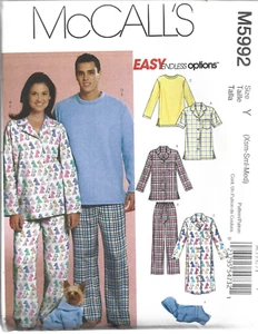 McCall's Easy Endless Options Pattern #M5992-Misses/Men's/Teen Nightshirt-Pants - Picture 1 of 1