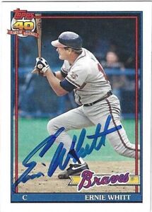 Autographed Signed 1991 Topps 492 Ernie Whitt Atlanta Braves
