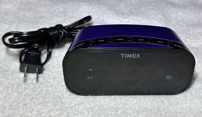 TIMEX Alarm Clock (T121) Purple 7” in RED Display TESTED  - Image 1 of 4