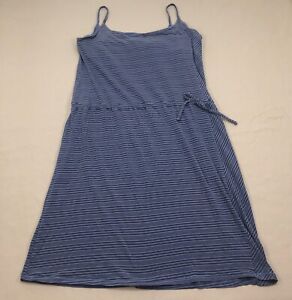 Columbia Omni Wick Womens Active Stretch Cinch Dress Large Blue Striped Lined