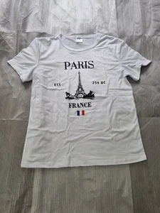 Womens Size L (12/14) Paris Eiffel Tower Print Ladies T Shirt Casual Crew Neck - Bild 1 von 3