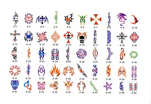 AIRBRUSH TATTOO STENCILS - BOOK 8 - 98 SELF ADHESIVE STENCILS - Picture 1 of 2