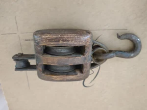 Vintage 6 Zoll Holz/Eisen Doppelriemenscheibe industriell oder nautisch - Bild 1 von 5