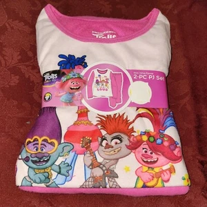 DREAMWORKS TROLLS GIRLS 2 PIECE PAJAMA SET SIZE 7/8 NWT FREE SHIP BBX6 - Picture 1 of 7