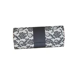 Moda International Elegant Black White Floral Lace Clutch Cocktail Party Bag - Picture 1 of 13