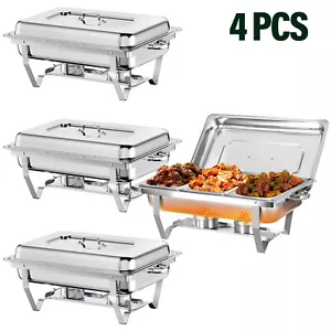 Juego de buffet calentador de alimentos plato de frotamiento de catering acero inoxidable 8 cuartos con 3 sartenes - Imagen 1 de 18