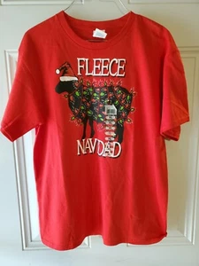 Youth XL Fleece Navidad Sheep Christmas Lights Print Christmas Tee Shirt NWT - Picture 1 of 2