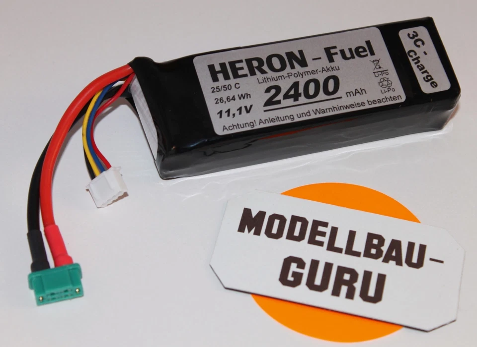 Heron Fuel 2400 mAh 11,1 V Lipo Akku 25/50 C mit M6 Multiplex Stecker - Bild 1 von 1