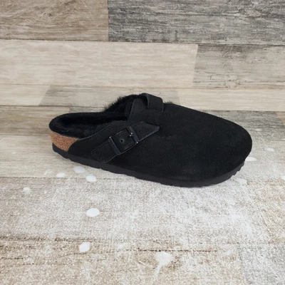 Birkenstock Boston VL Shearling Clogs Womens Sz 5 Narrow Black Sandals NEW NWOB - Image 1 of 4