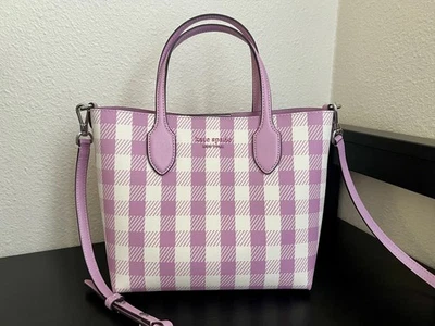 Kate Spade Bleecker Gingham Medium Tote Berry Cream  - Image 1 of 4