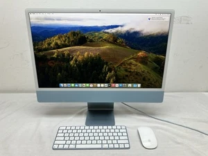 Apple 24" iMac w/ Retina 4.5K display M1 8GB Memory 256GB SSD Blue - Picture 1 of 9