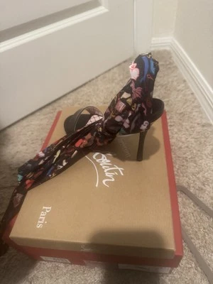 Christian Louboutin Fetish Du Desert 100 Black Lace Up Tie Sandal Heel Pump 37.5 - Image 1 of 4