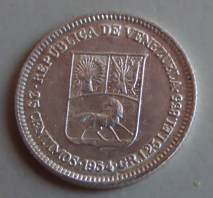 Moneda de Plata 25 Céntimos 1946 Venezuela - Imagen 1 de 2