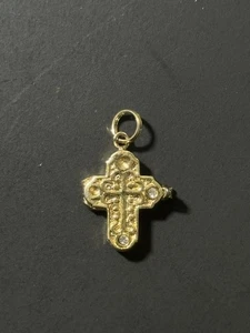 Vintage Goldfarben Kreuz Medaillon Anhänger - Bild 1 von 8