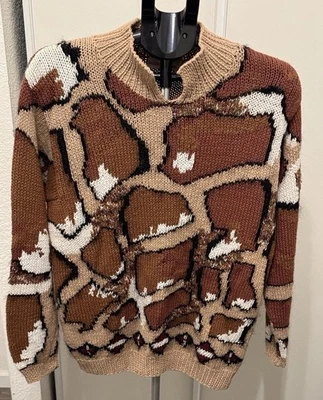 Lauren Hansen Vintage Chunky Knit Sweater 55% Ramie BOHO Retro Size S Abstract - Image 1 of 4