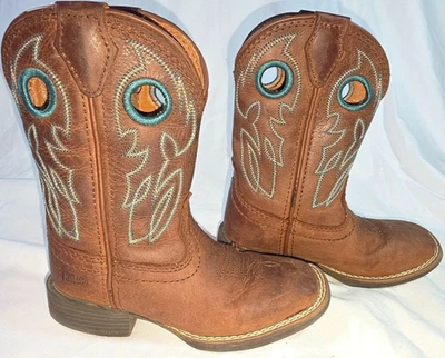 Botas de Vaquero Justin Niños Talla 9D Cuero Marrón Western Pull On Bordadas Juveniles Foto 1 de 4