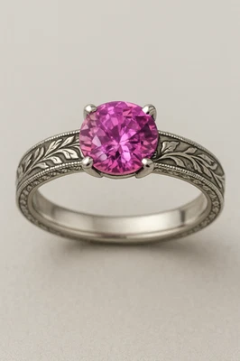 Lab Pink Sapphire Victorian Foral Designer Ring 925 Sterling Silver - Image 1 of 4