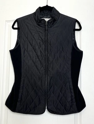 Chaleco acolchado Talbots para mujer con diamantes talla S negro bolsillos con cremallera completa ligero Foto 1 de 4