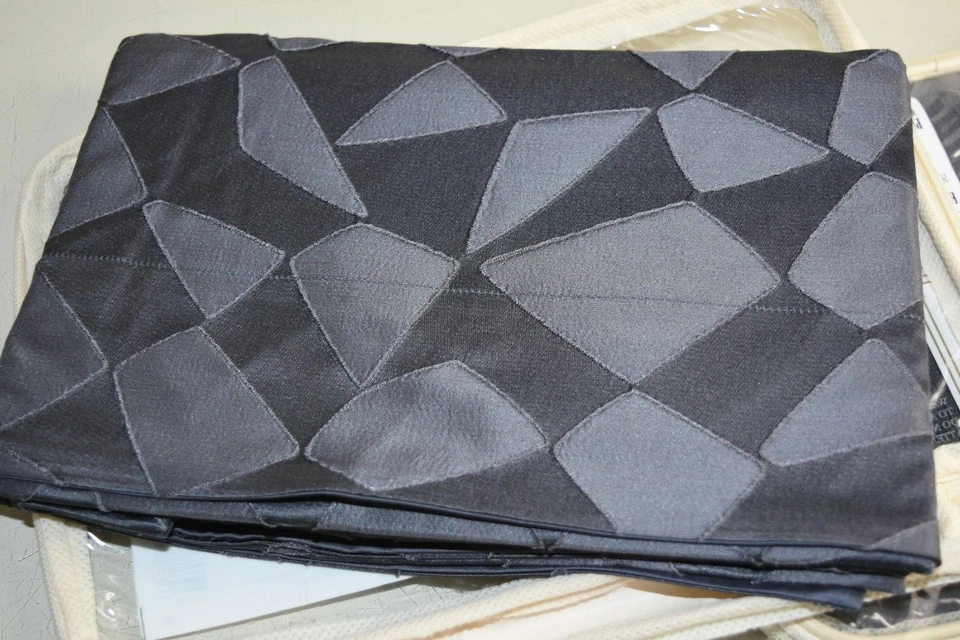 $950 NEW Frette 2 PC Sham SET Lux Relief SILK Dark Navy Blue Grey EURO SHAMS - Image 1 of 4