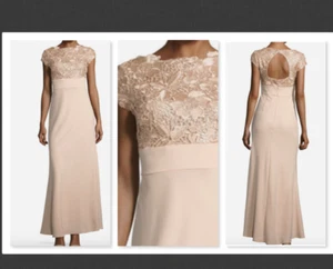 NEW $260 JS Collections Sequin And Floral Embroidered Cap Sleeved Gown Size 6 - Picture 1 of 12