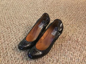 Lanvin Ballet Wedge Pump Navy Snake-Embossed Patent Leather Size: 39 - Picture 1 of 8